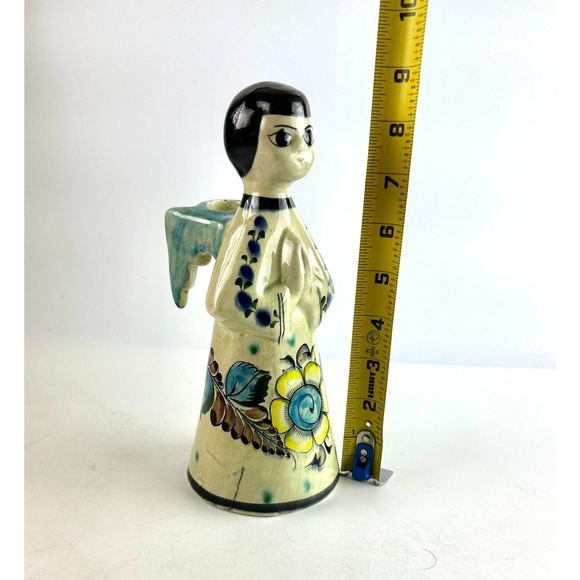 Tonala Mexican Pottery Praying Angel Candlestick Holder - Vintage Folk Art - Picture 12 of 14